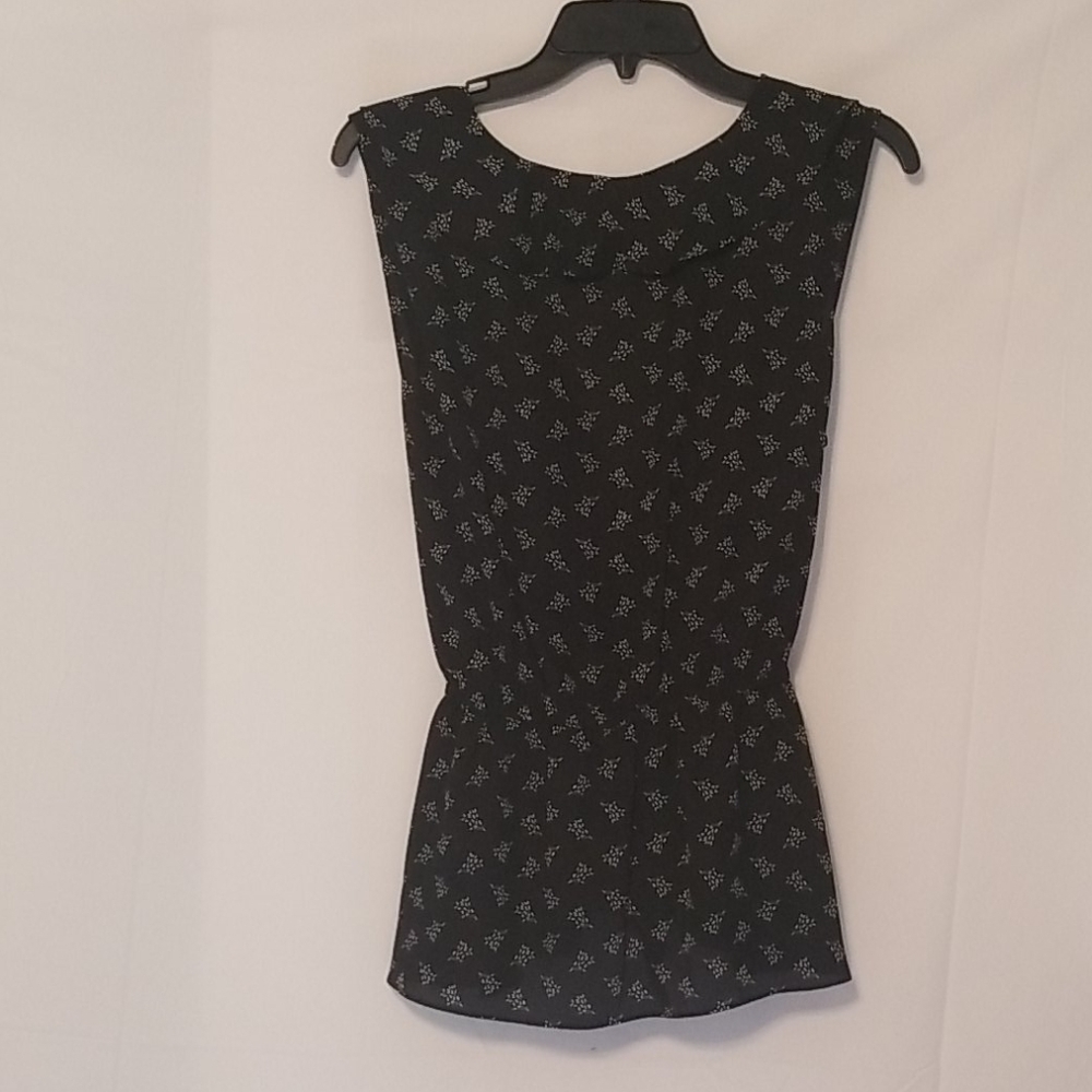 Max Studio Black Print Chiffon Ruffle Blouse - Picture 3 of 6